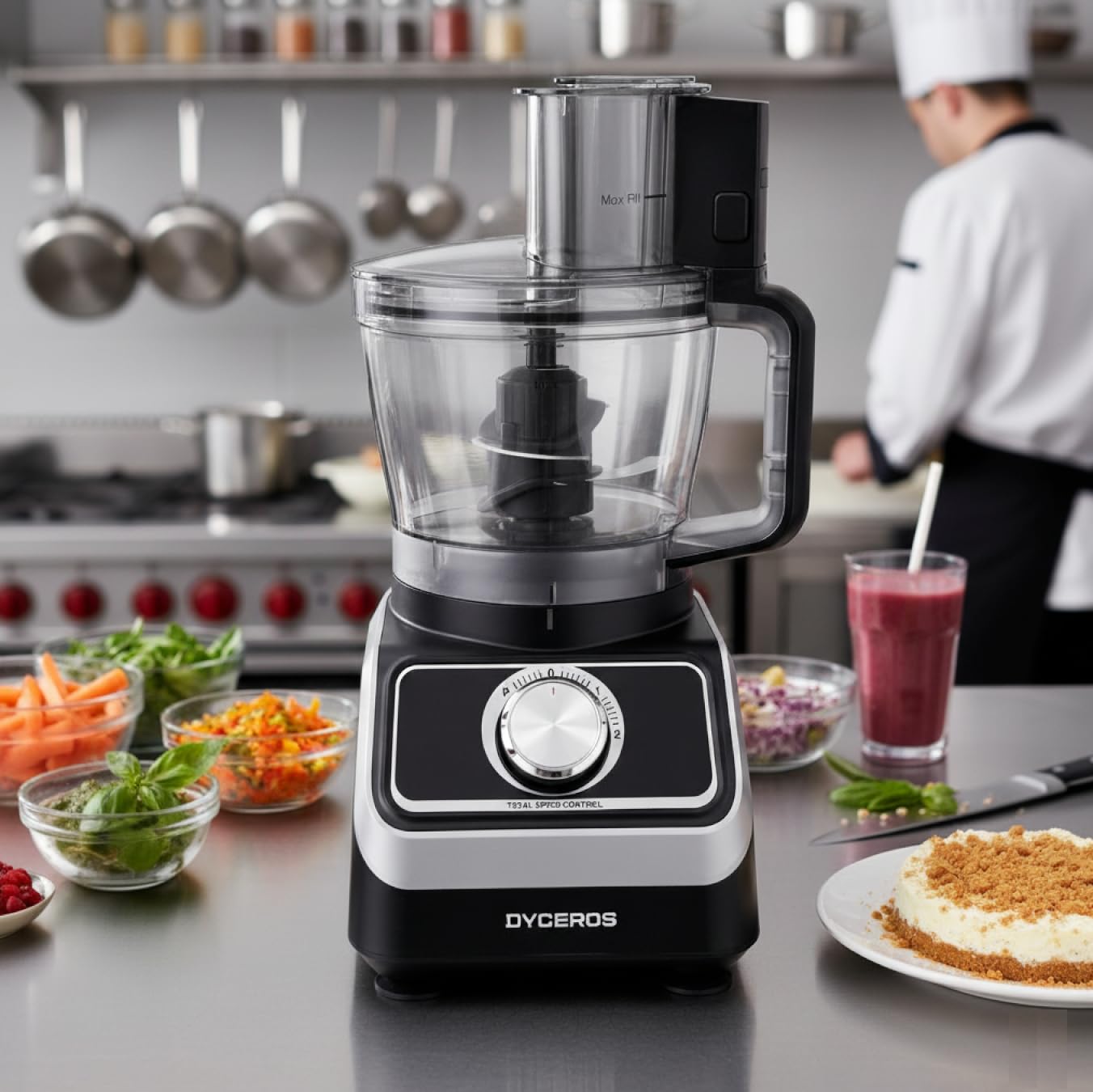 Robot de cuisine multifonction Dyceros MultiForce 1000W | Bol 1.5 L, 2 vitesses + turbo