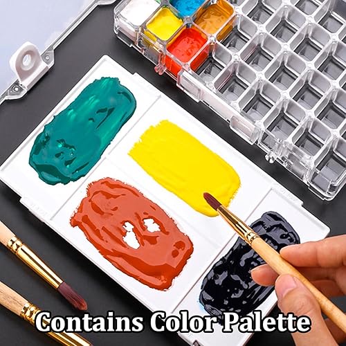 Miniatura 5 de WANDIC Caja de pintura de acuarela, 1 paleta de pintura de 36 pocillos, contenedor vacío para acuarela gouache, acrílico y pintura al óleo