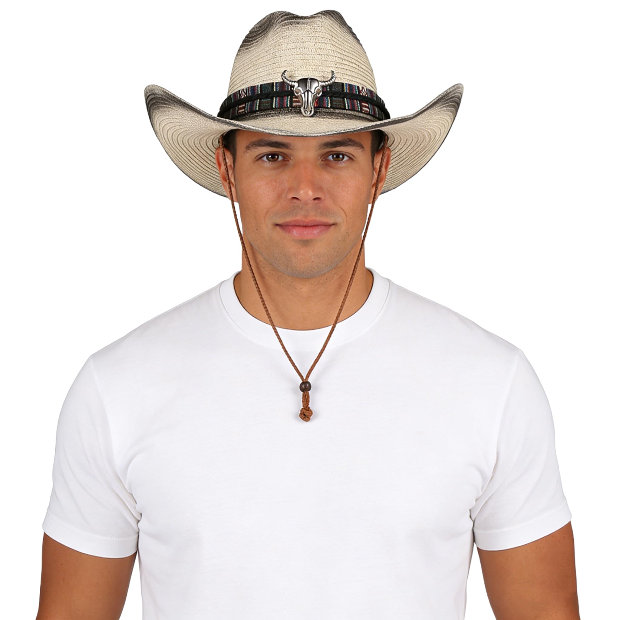 Chapeau de cowboy en paille à large bord tissé Western Cap UPF 50+ Chapeau de soleil de plage pliable pour homme et femme