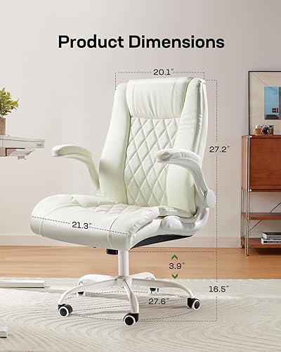Miniatura 2 de Marsail Silla de oficina ejecutiva con reposabrazos abatibles, silla de escritorio ergonómica de piel sintética, silla de escritorio giratoria