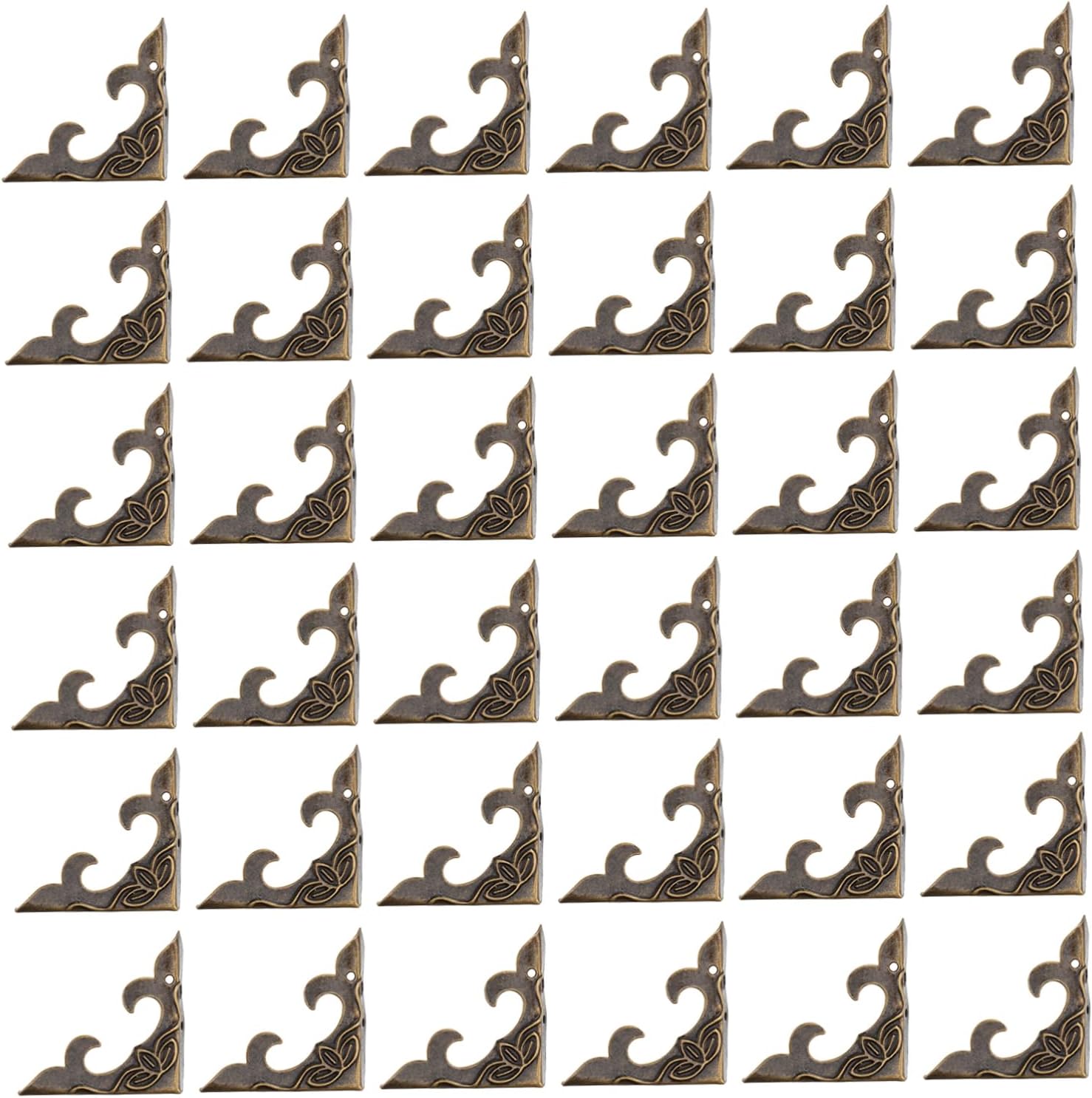 IWOWHERO 40pcs Antique Style Book Corner Protectors Edge Guards for Photo Album Scrapbooking and DIY Decor Vintage Design for Wood Cases and Albums