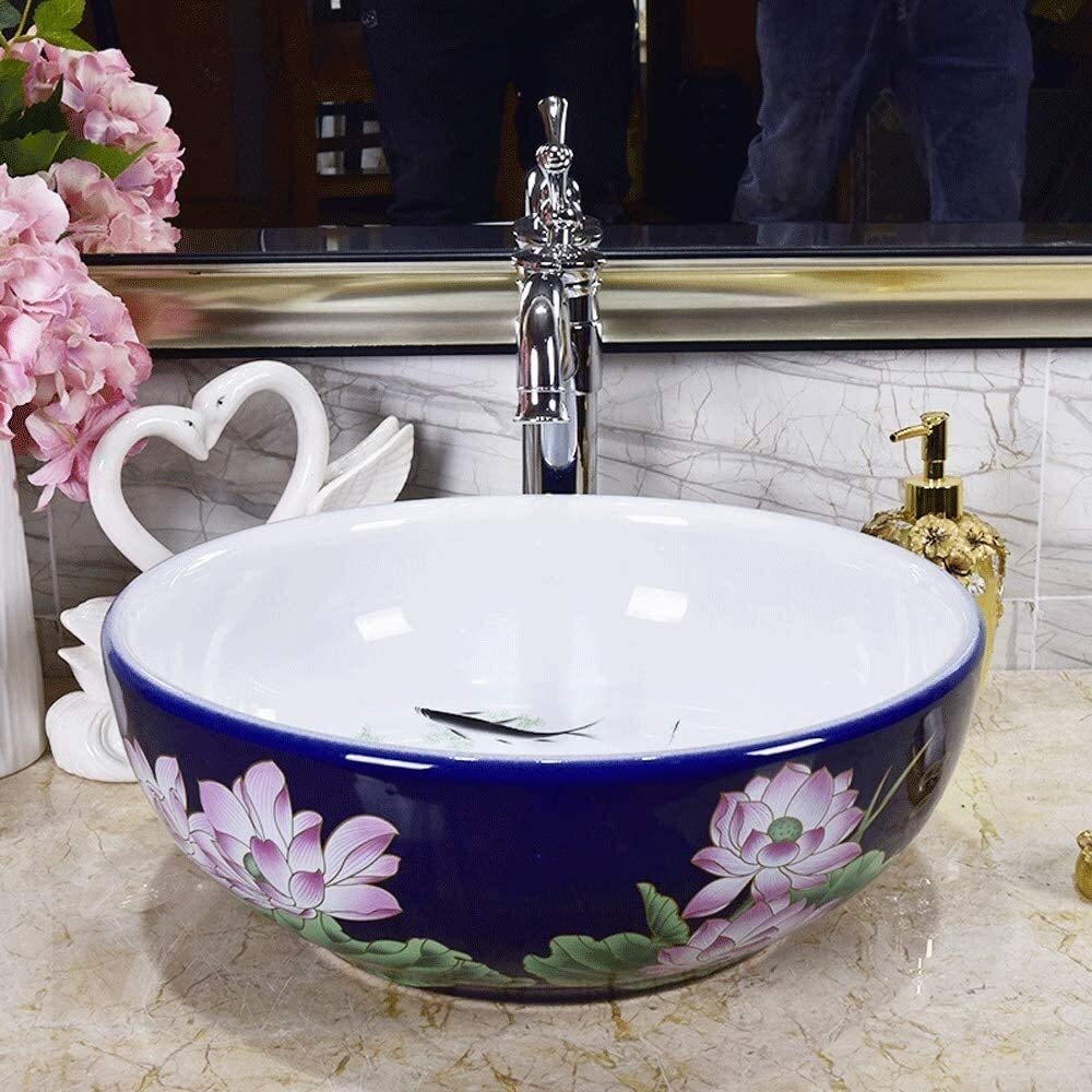 Szafka Pod Umywalkę Z Umywalką, Umywalka Łazienkowa, Umywalka Nablatowa, Ceramiczna Umywalka Nablatowa, Umywalka Łazienkowa Nablatowa, Okrągła, Porcelanowa, W Europejskim Stylu Pasterskim