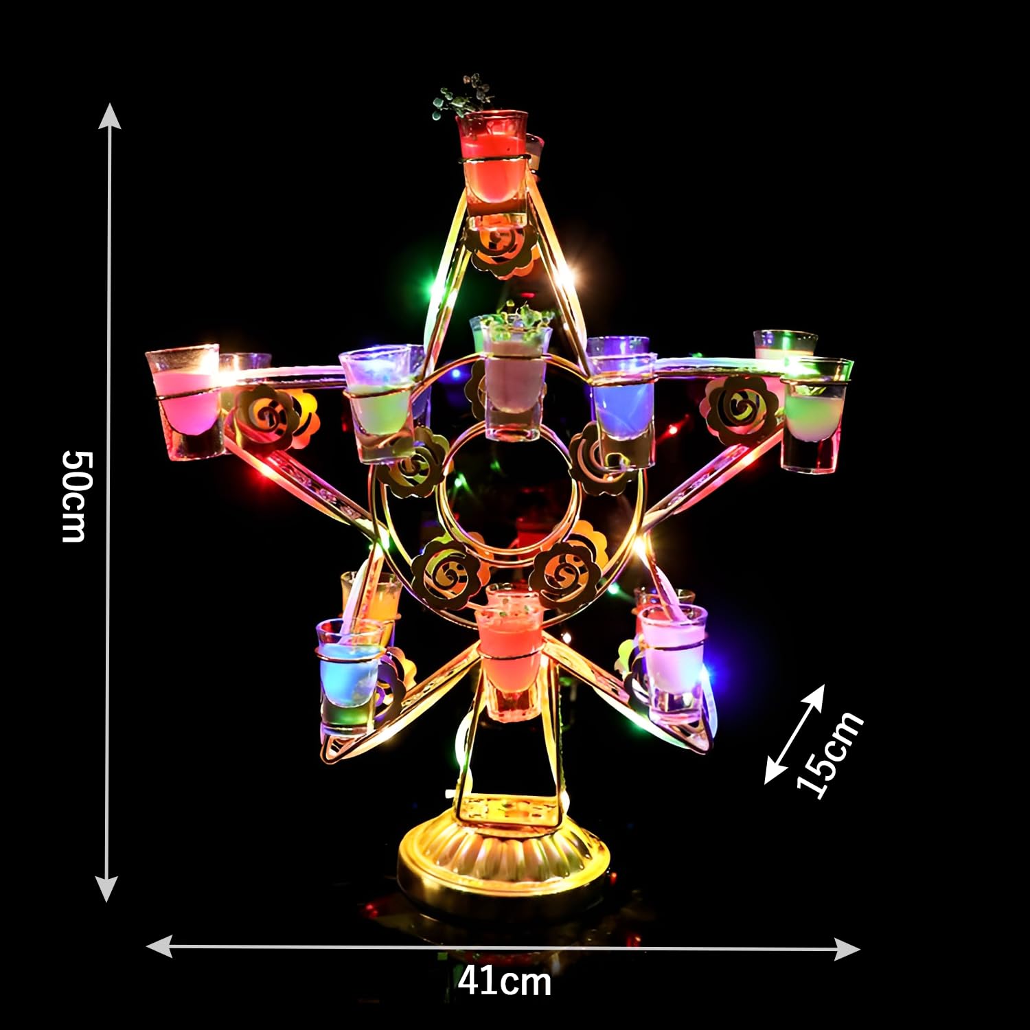 Amazon｜テキーラ観覧車 LED酒ボトルの表示棚 18穴 ワインラック 酒