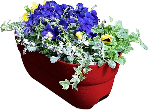 Vista 53 de Emsco Group Bloomers Railing Planter with Drainage Holes – 24" Weatherproof Resin Planter – Brown, Plastic