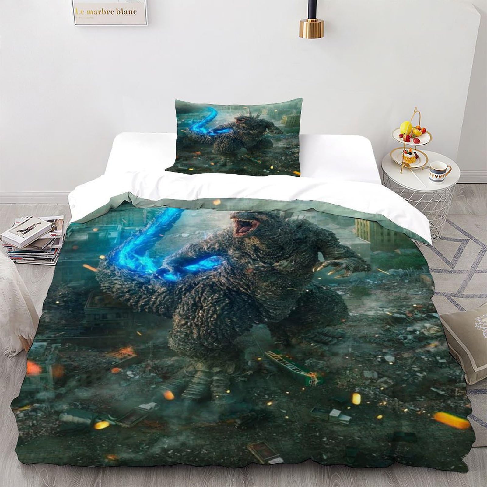 Housse de couette Godzilla en microfibre de qualité supérieure pour lit 1 place