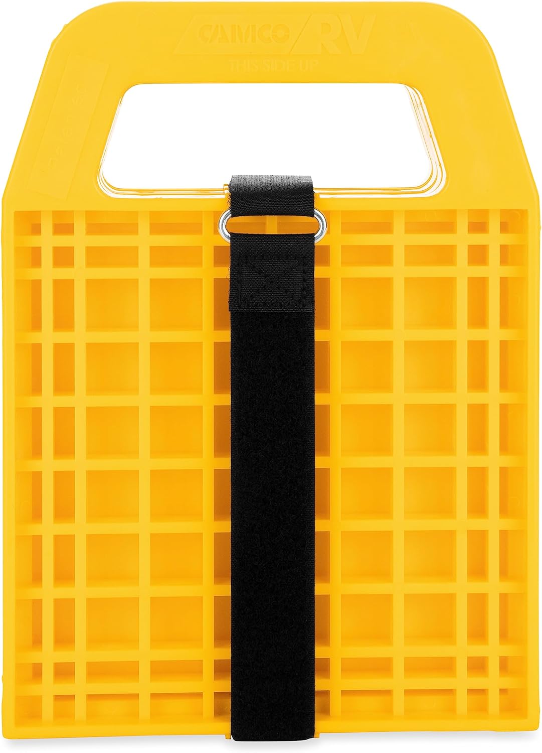 Camco Camper/RV Stabilizing Jack Pads | Features Interlocking Design & Includes Handy Strap for RV Storage and Organization | Molded of Strong UV Stabilized Polypropylene | 4-Pack (44595)