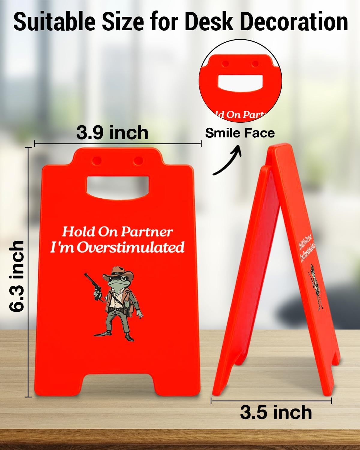 Overstimulated Caution Desk Little Signs - Western Cowboy Gifts for Friends Coworkers, Funny Office Gifts, Hold On Partner I'm Overstimulated Home Office Decor - Image 2