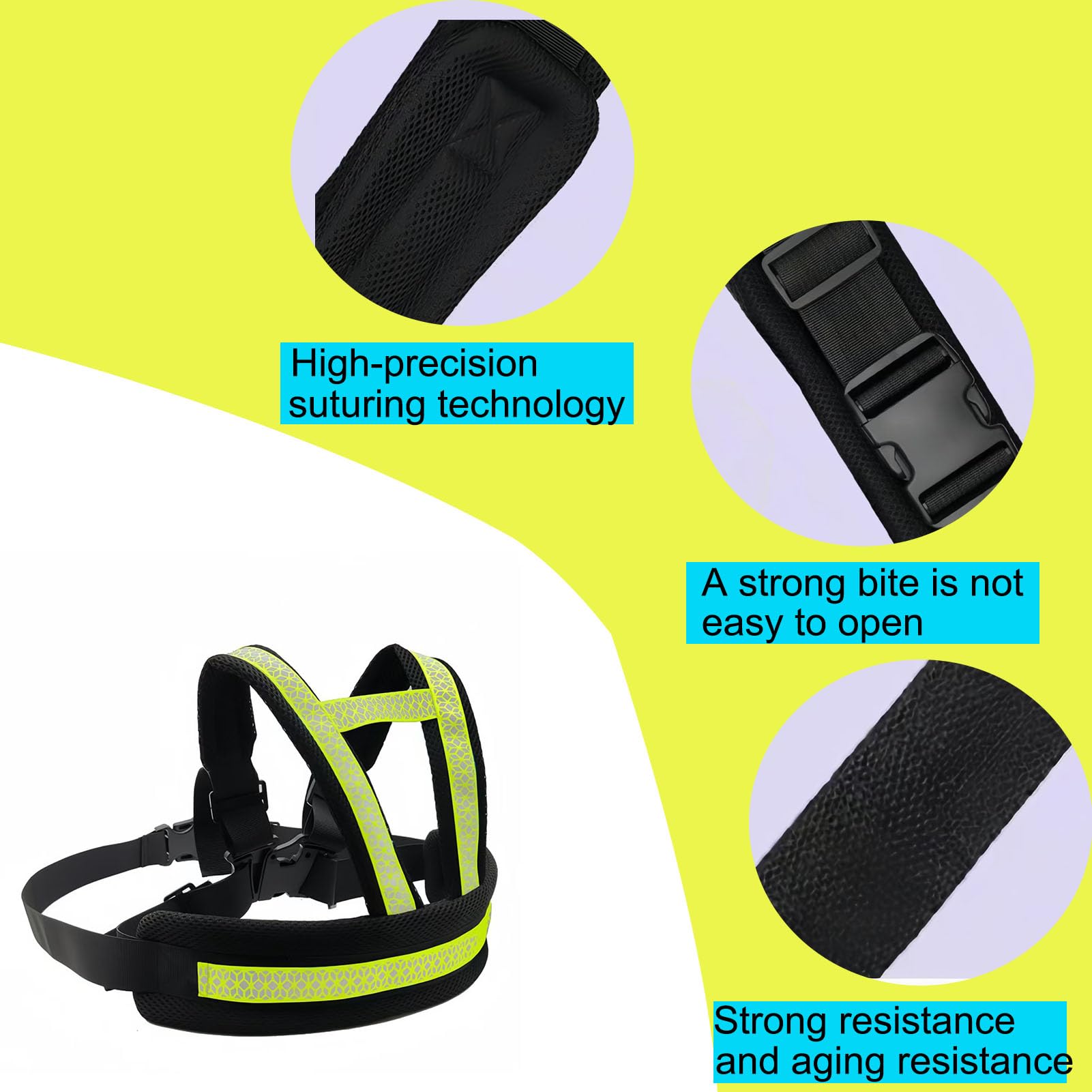 Ceinture de sécurité réglable pour moto pour enfant avec bandes réfléchissantes - Convient pour les enfants de 2 à 12 ans (vert et noir)