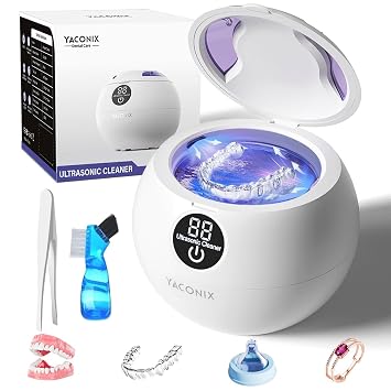 45kHz Ultrasonic Retainer Cleaner Machine Dental Retainer Cleaner with 3 Modes and Digital Timer Mouth Guard for Retainer Clean, Denture Clean, Night Guard, Braces, Aligner, Jewelry 200ML