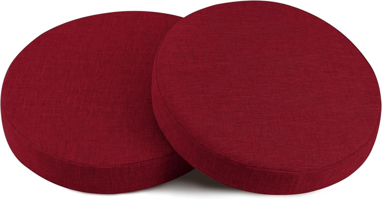 XMAYODS Round Chair Cushion 30/35/40/45/50cm Comfortable Seat Pad Cushions Foam Padding with Removable Cover, 5cm Thick, for Kitchen Indoor Outdoor Home Patio Garden(Burgundy,Diameter: 50cm/20in)
