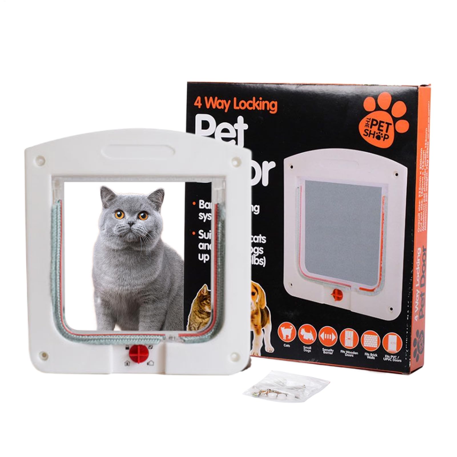 Puerta de gato pequeña con persiana resistente al gato para sótano y garaje