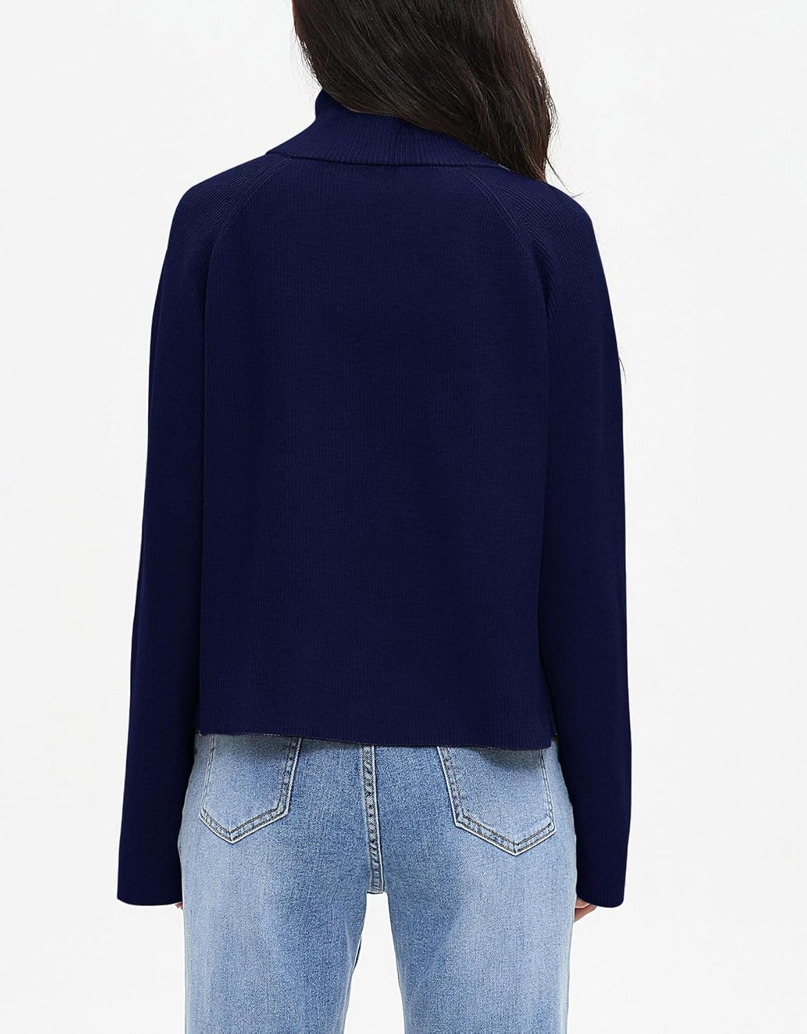 Ladyful Womens Oversized Cropped Sweatshirt Sweater Half Zip Knitted Pullover Top Fall Loose V Neck Jumper