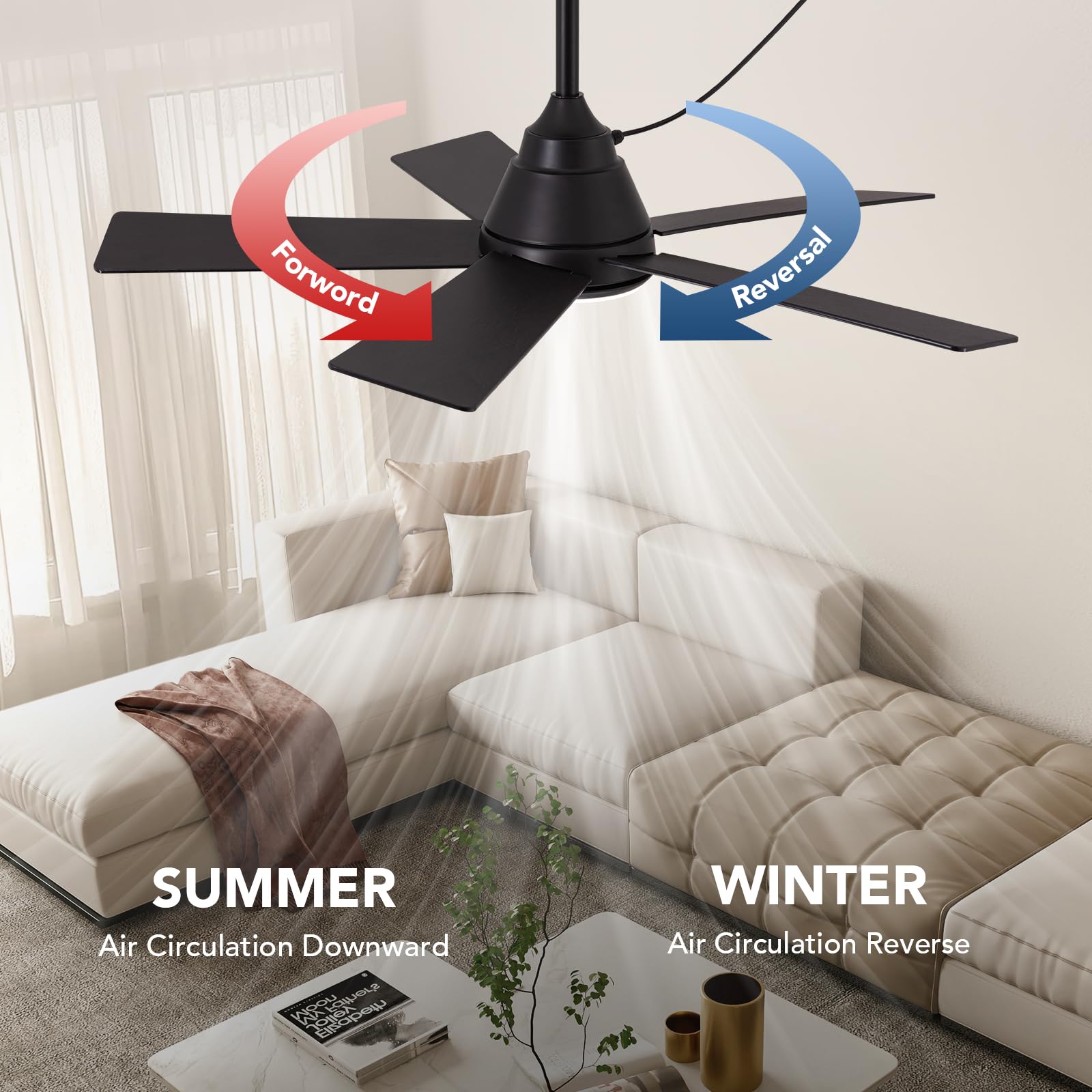 Ventilador de techo impermeable de 42 pulgadas con luz y control remoto para exteriores