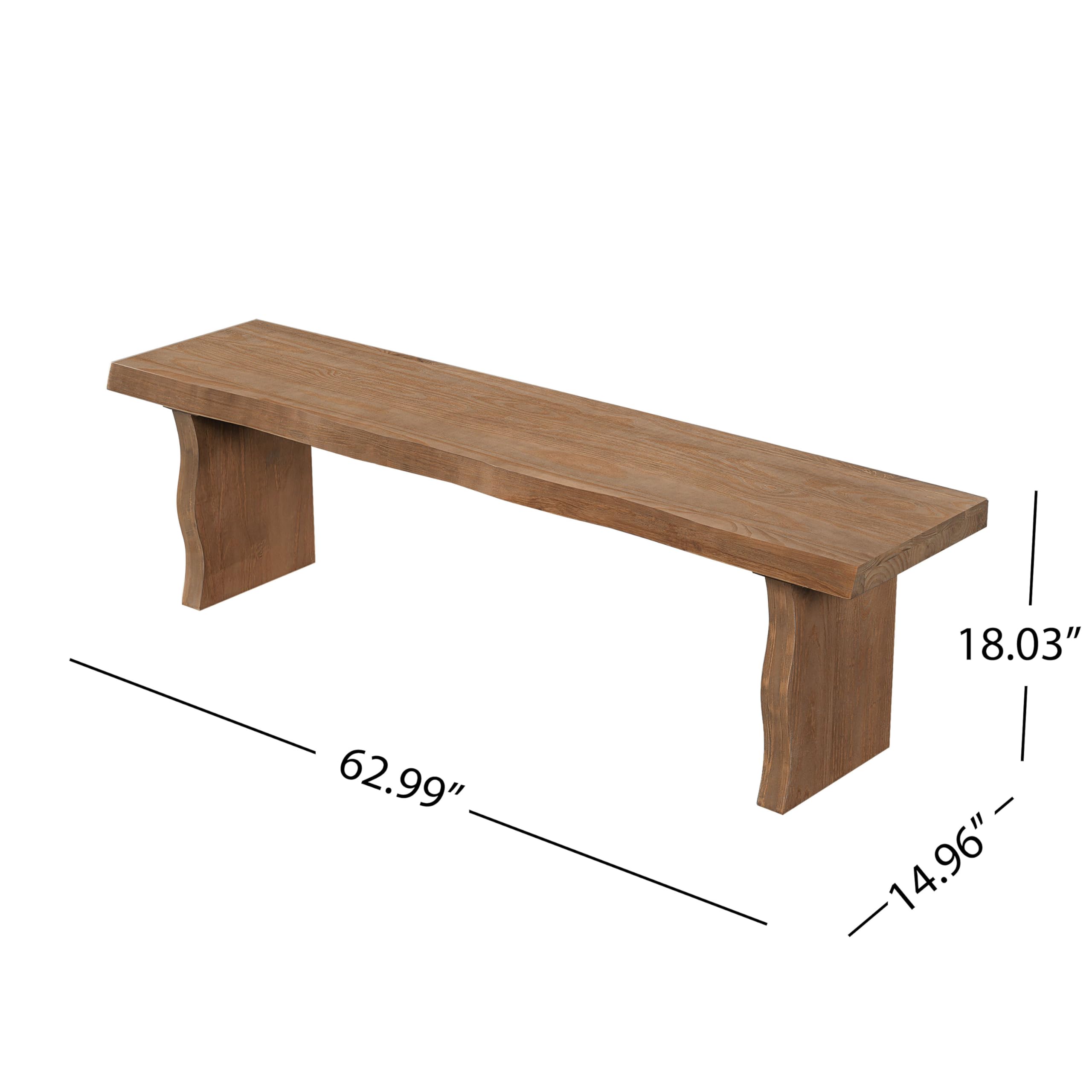 Christopher Knight Home Hartwell 63" Indoor Pine Dining Bench, Solid Wood Bench Seat for Dining Table, Rectangular Dining Seat, Spacious Seating, Long Footstool for Living Room Dining Room, Pine Wood