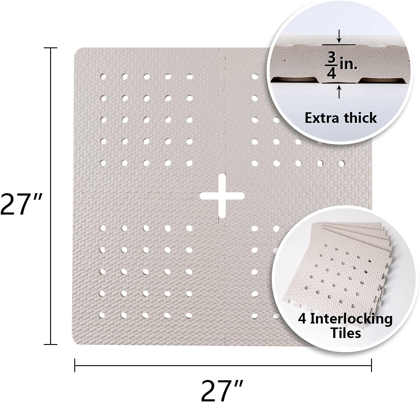 BOWERBIRD Original Anti-Fatigue Shower Stall Mat - Extra Thick and Soft Foam Material Comfortably Cushions Your Feet - Square - 4 Interlocking Tiles