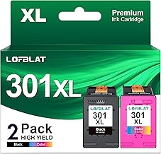 LOFBLAT 301XL Rigenerato Cartucce per HP 301 XL Nero e Colore d'inchiostro per Envy 5530 4500 4502 per Officejet 2622 4630 2620 2622 4632 per Deskjet 2510 2540 1010 1050 1510 1512 (2-Pack)