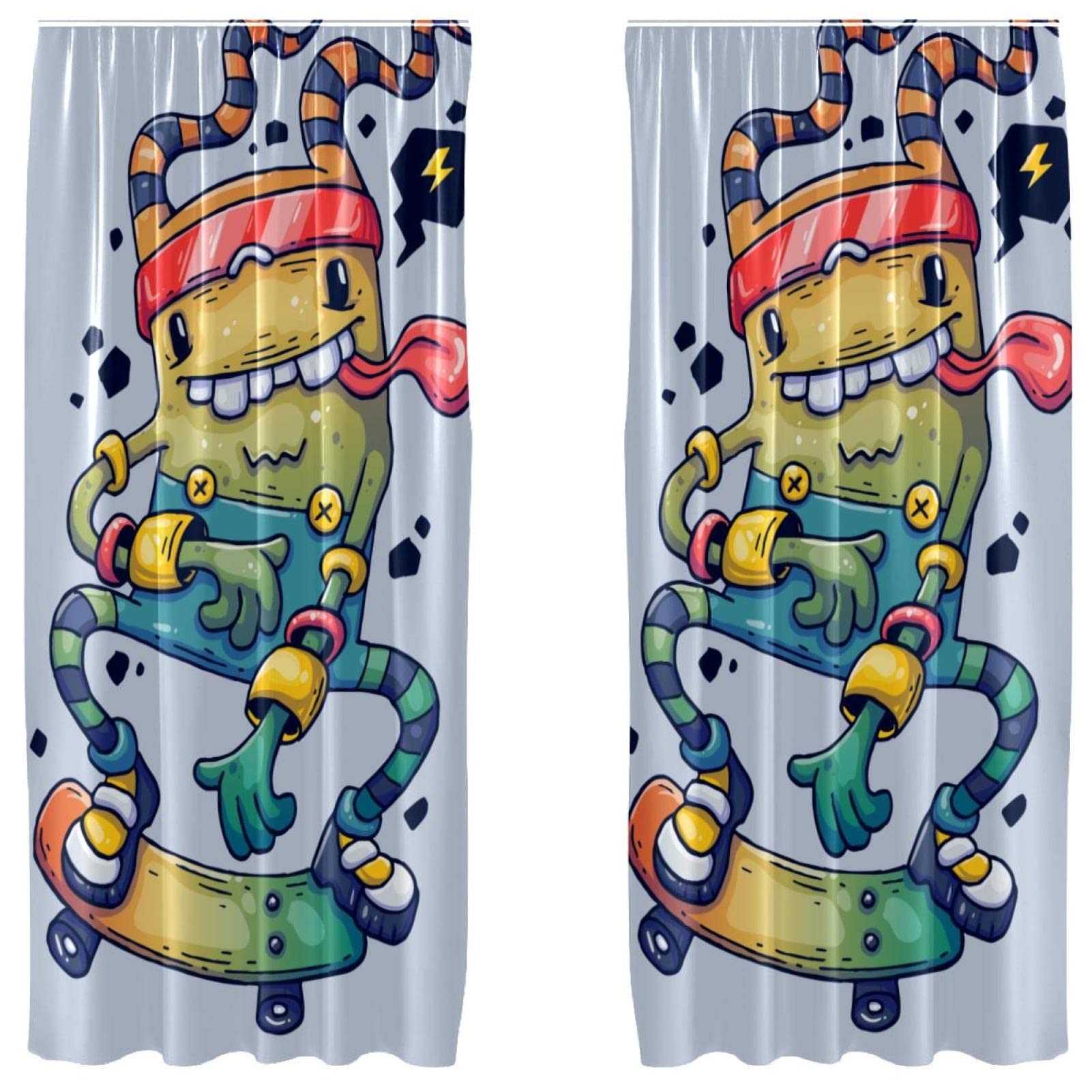 Rideaux occultants haut de gamme microfibre skateboard deux panneaux de 140x213