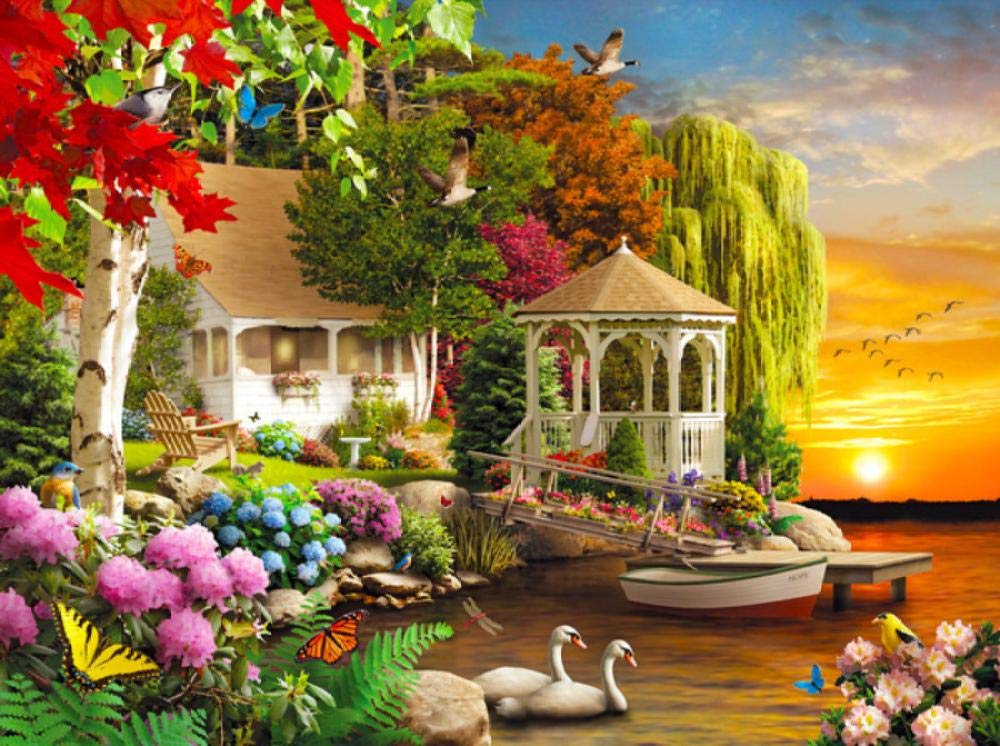 Peinture par numéro jardin : kit de peinture à l'huile pour adultes 40x50cm