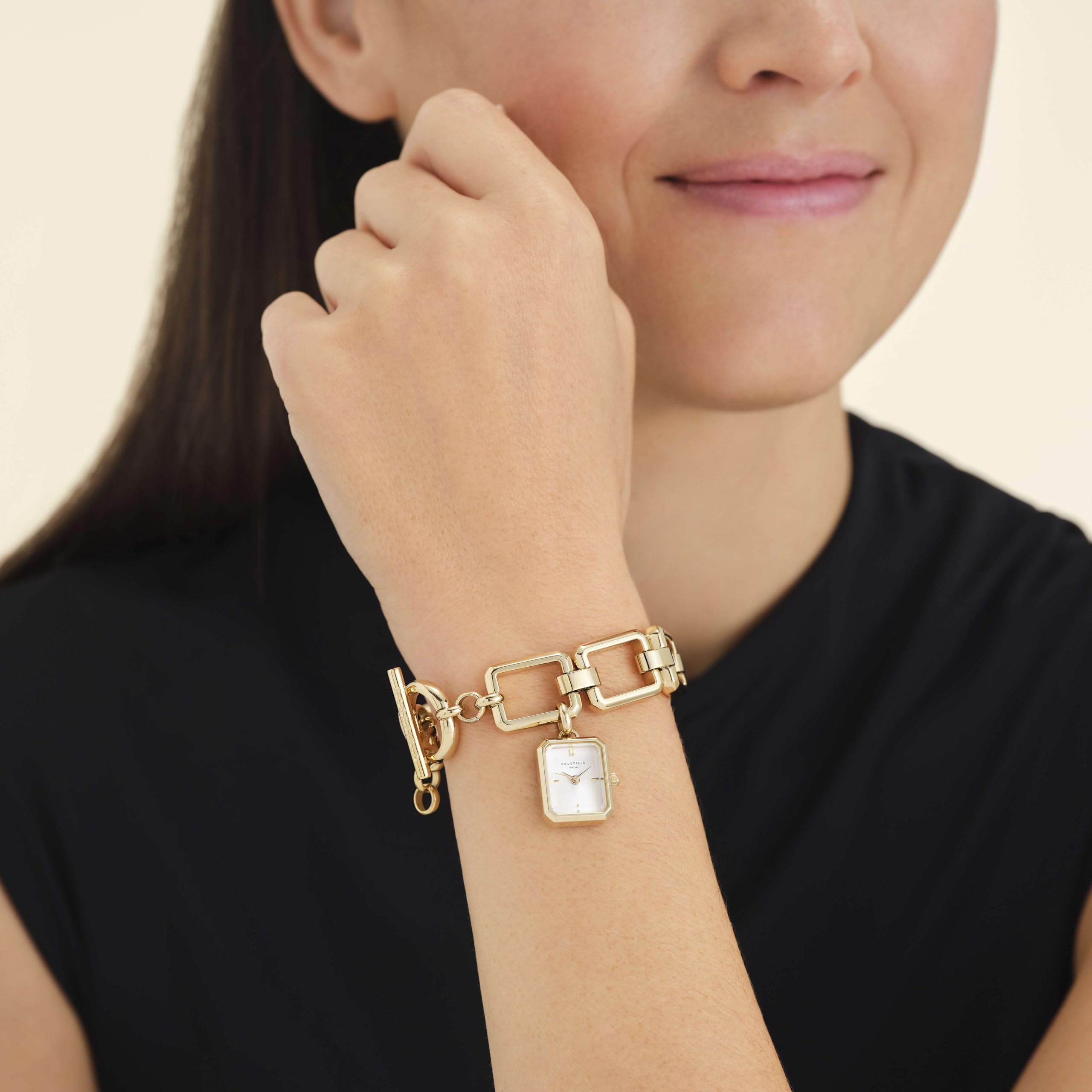 Rosefield Studio Damen-Armbanduhr 23K Vergoldetes Stahlarmband 15x18.5mm