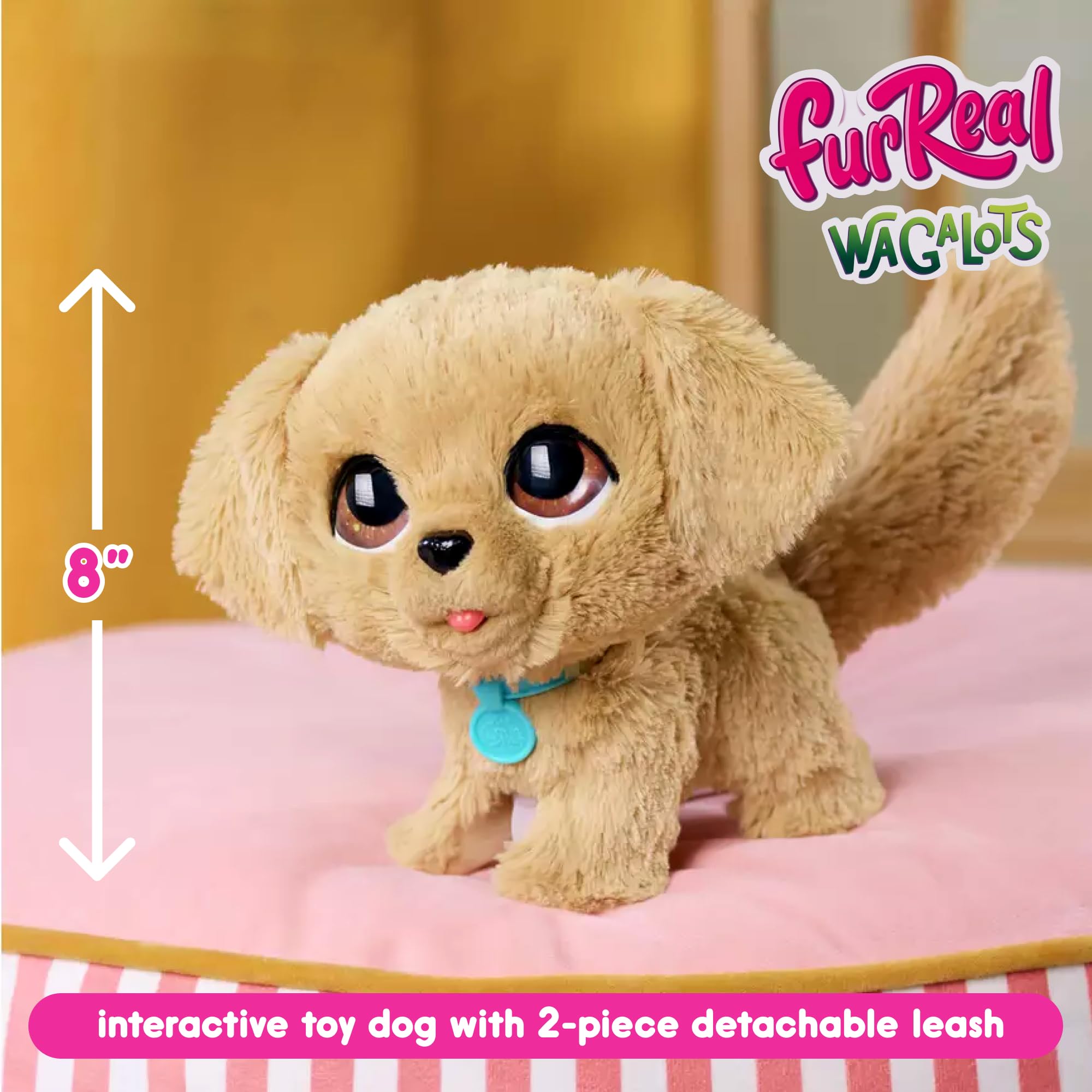 Just Play Golden Retriever Marcheur interactif de FurReal mesurant 20,3 cm de Haut, Animal en Peluche interactif, 4 Accessoires, Jouets Doux, Jouets pour Enfants de 4 Ans et Plus | Pretend Pet Pay avec chien en peluche, comprend 2 laisses amovibles, piles