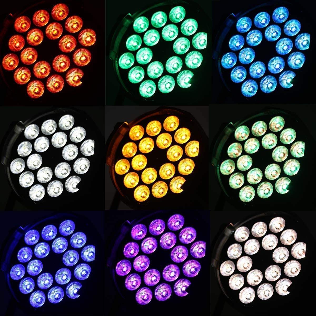 U`King 2PCS Faro Par 18 x 15W LED Luce da Palcoscenico 4 in 1 RGBW Par LED per Illuminazione Palcoscenico con DMX512 e 8 Canali per Feste, Discoteca, Matrimonio, Natale