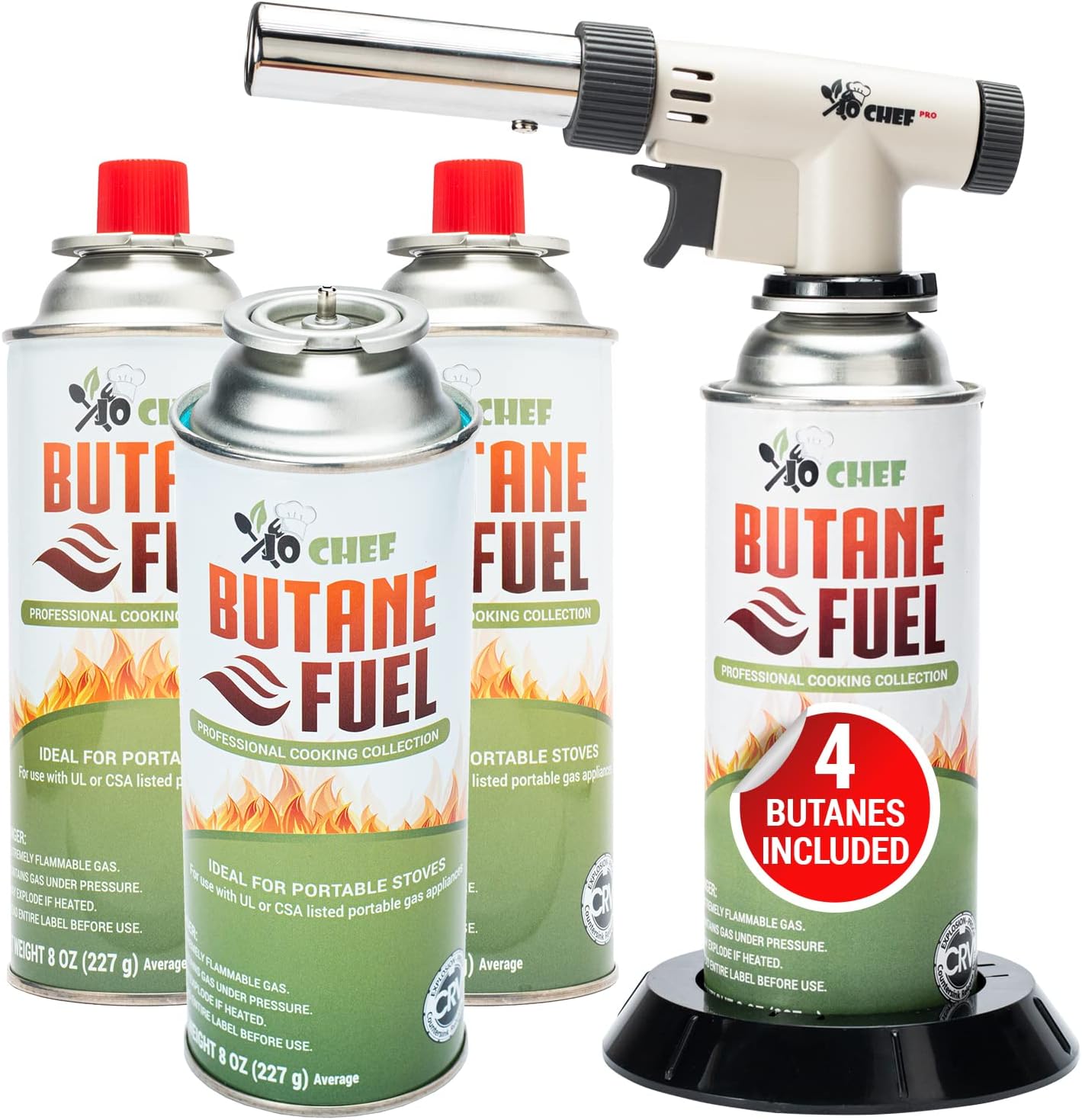 Jo Chef Pro Butane Torch Lighter Refillable Butane Torch Head, Hand Held Small