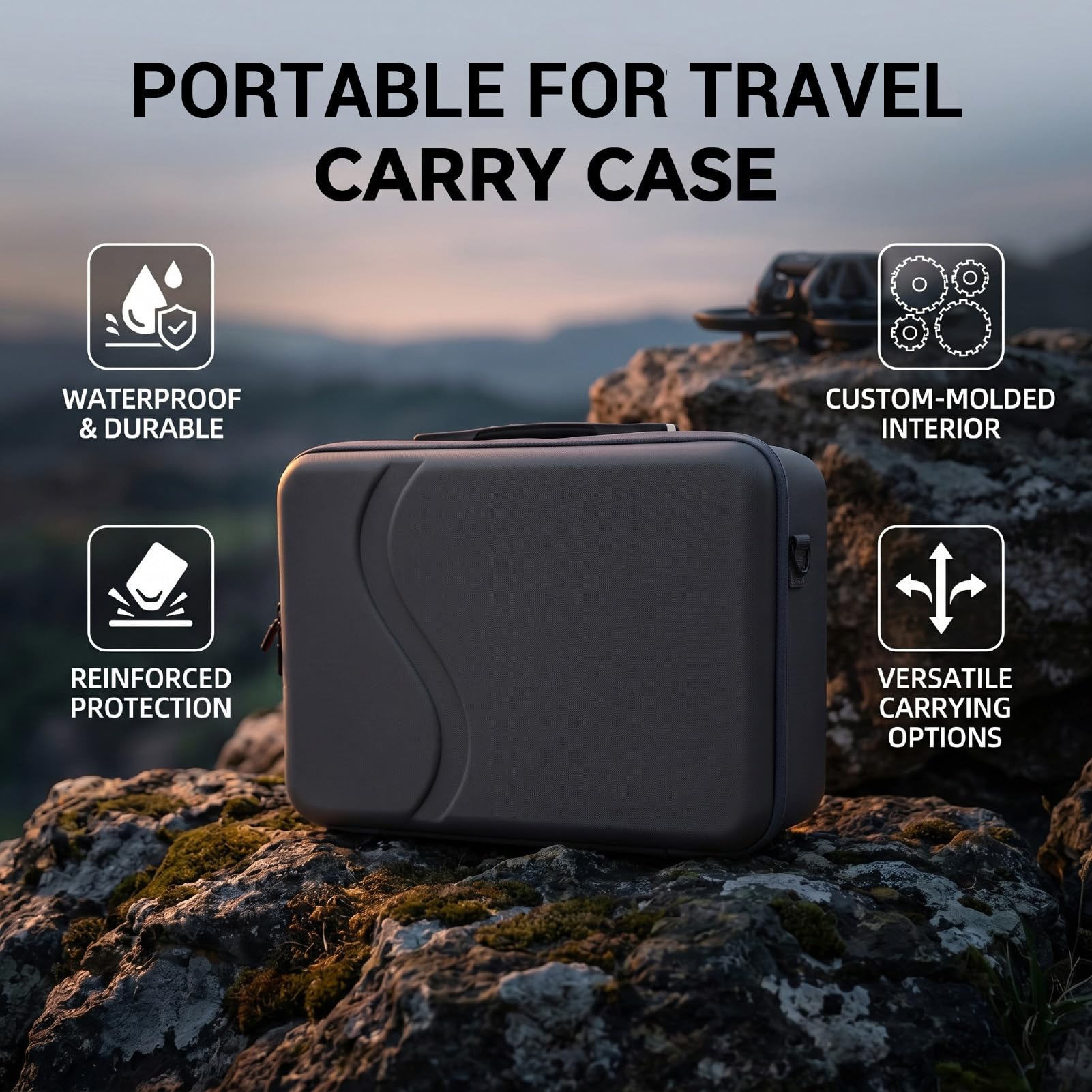 Custodia da Trasporto per Drone per Avata 360, Borsa Rigida Impermeabile Antiurto con Tracolla, Custodia da Viaggio Personalizzata per Drone, Occhiali, Hub di Ricarica, 4