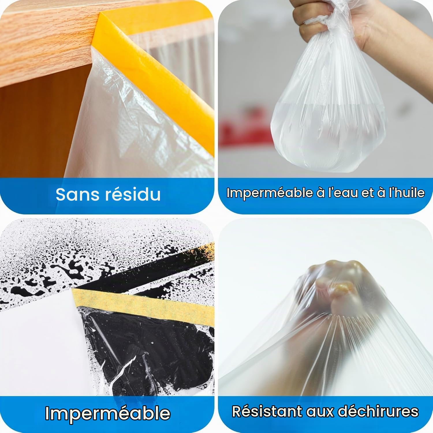 TAPEBEAR Film de Masquage Large 2600mm x 20m x 4 Rouleaux