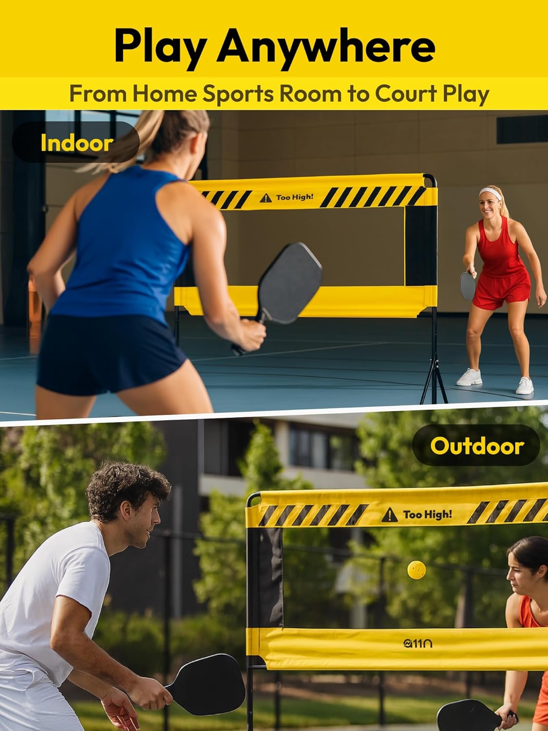 A11N SPORTS Portable Pickleball Dink Net with Wheels – Ideal Pickleball Trainer Practice for Indoor/Outdoor Dink, Drop, Chop & Control Drills, Includes Carrying Bag