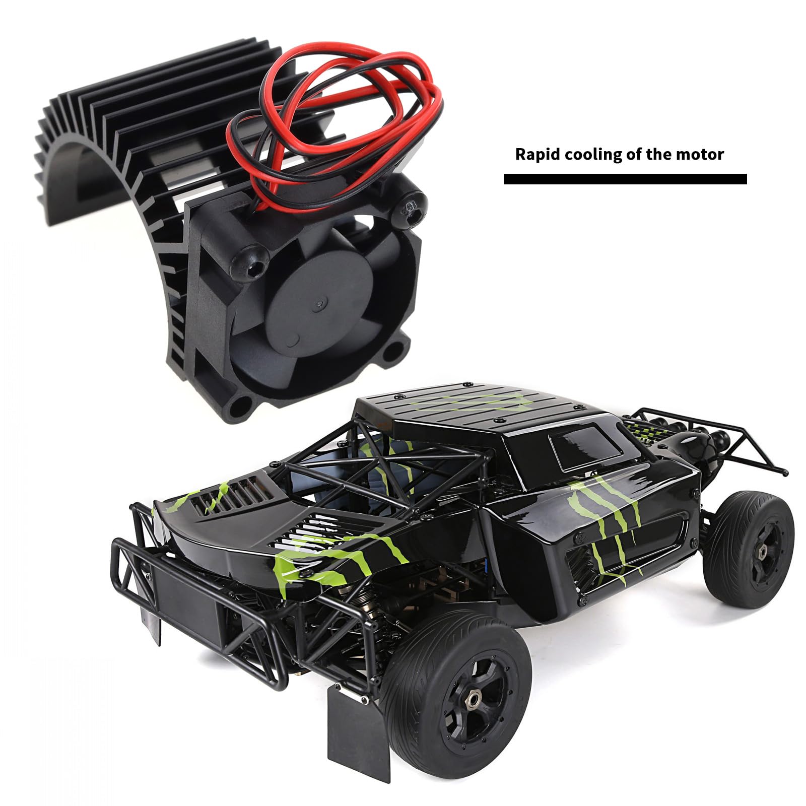 Create idea 1pc Motor Electric Heatsink Equipped With 5V Cooling Fan 30mm RC Motor Radiator for 1/10 Scale Electric RC Car 540/550 Motor(Black) - Image 3