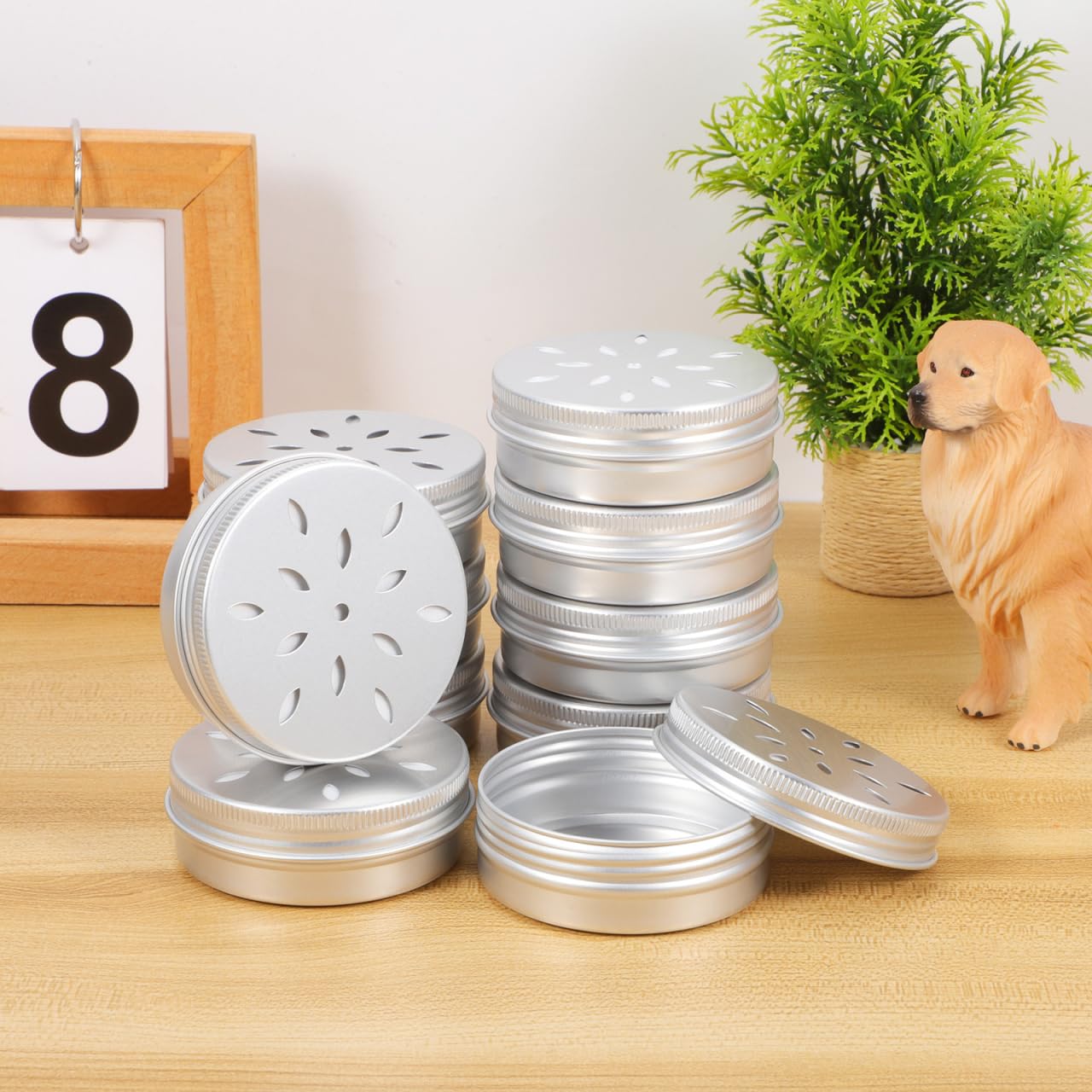 Angoily Lot de 10 Boîtes De Dressage D'Odeurs pour Chiens 2.68X2.68X0.98 Pouces Boîtes en Aluminium avec Couvercles À Trous pour Entraînement Olfactif Et Recherche Canine