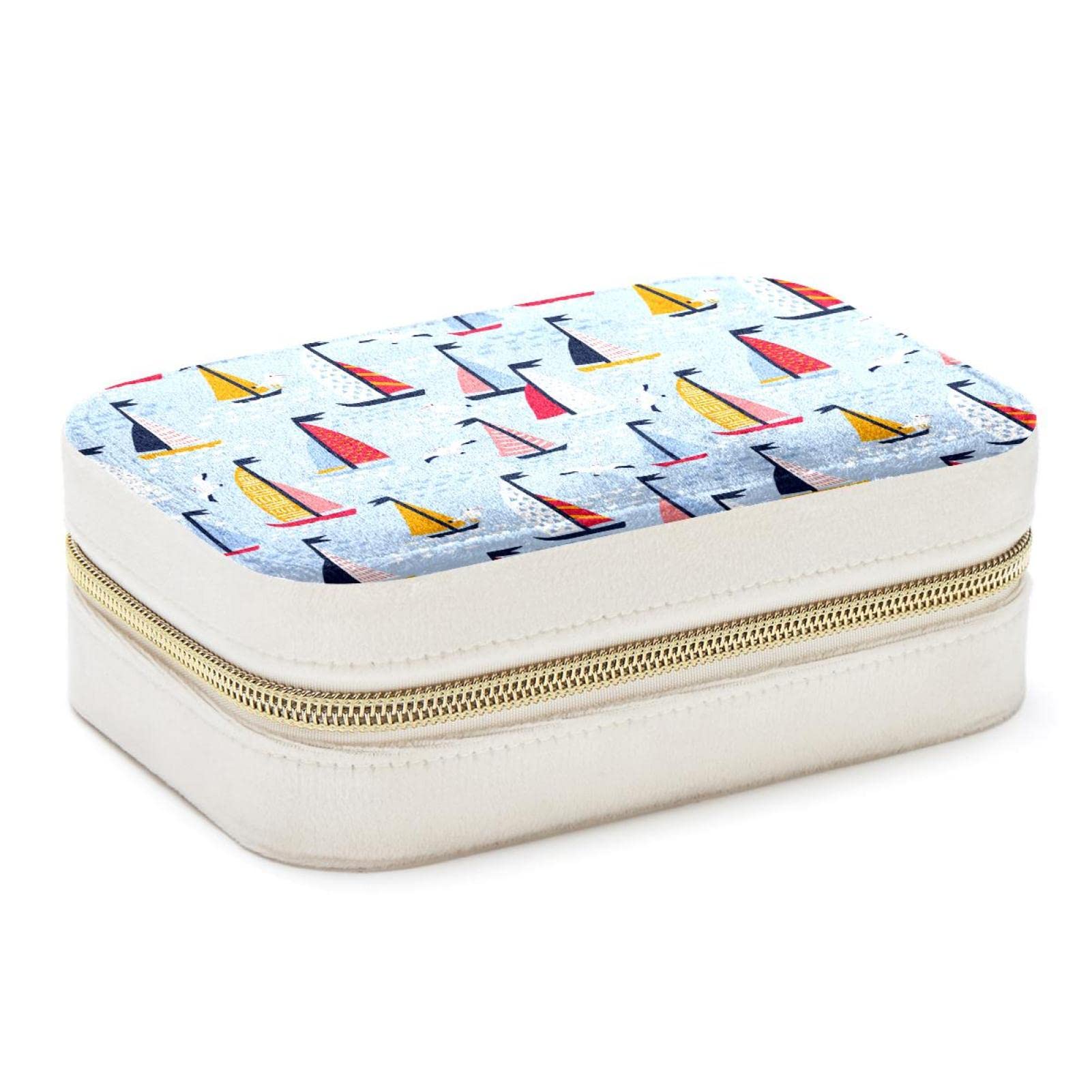 Boîte à bijoux portable motif mouettes Summer Yachts cadeau fille femme