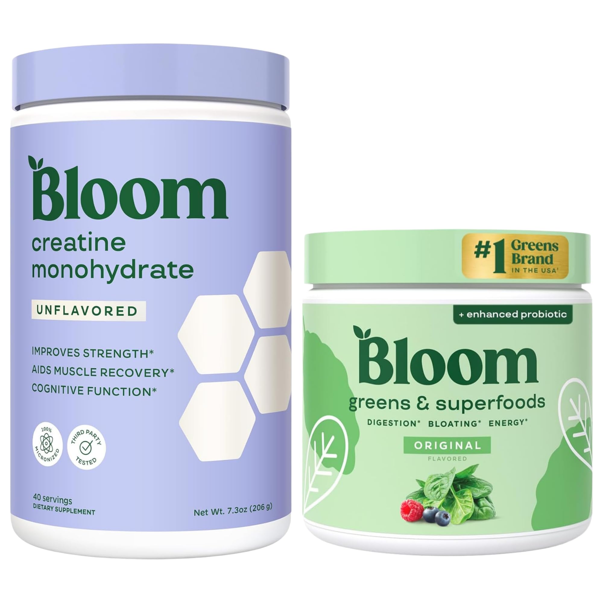 Bloom Unflavored Creatine and Original Greens Bundle