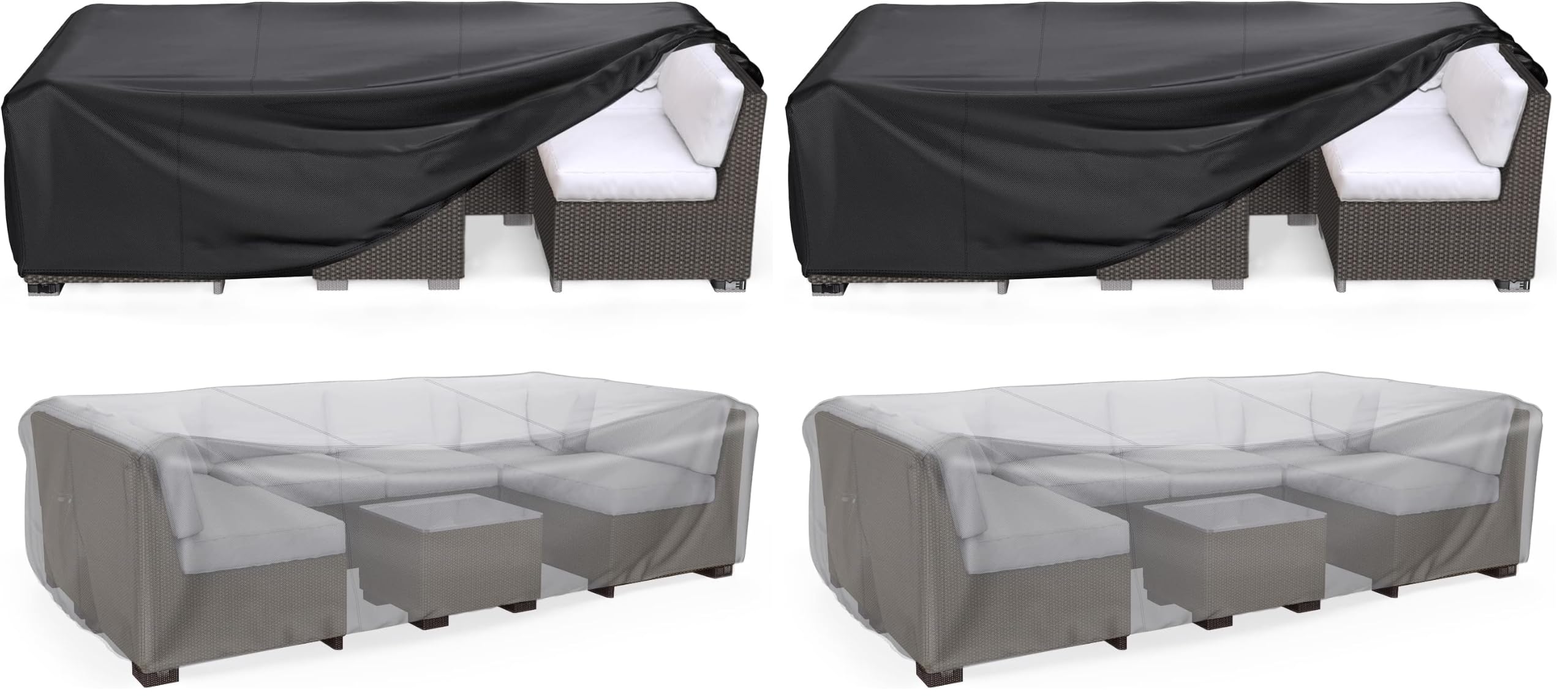 Heavy Duty Patio Furniture Covers Waterproof, Mrrihand Patio Furniture Outdoor Sectional Sofa Couch Set, Patio Table and Chair Set Cover 89.7" L×62.2" W×28.3" H (Pack of 2)