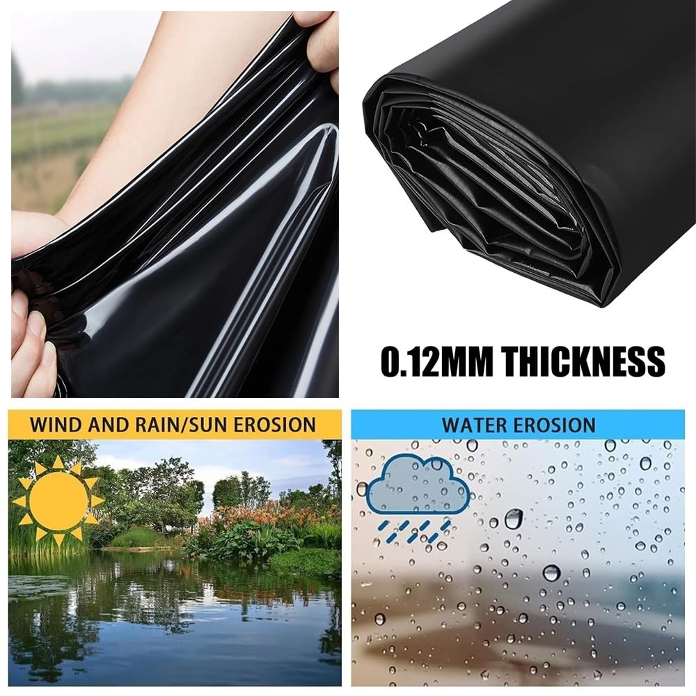 Pond Liner - Revestimiento impermeable para estanque de jardín, para fuentes de agua, cascadas, 1 x 2 m a 12 x 15 m / 39.3x49.2ft
