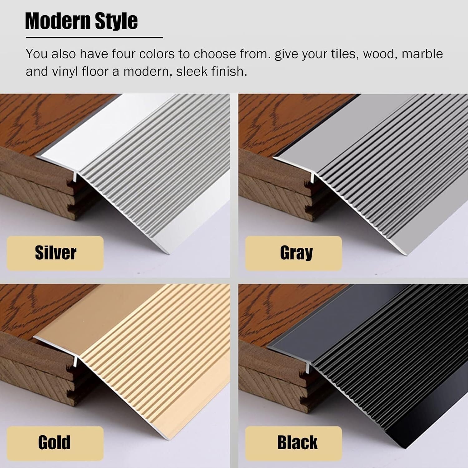 Bande de transition pour bois vers moquette/stratifié en aluminium - Barre réductrice de seuil de 10 cm de large - Facile à installer - 140 cm - Noir