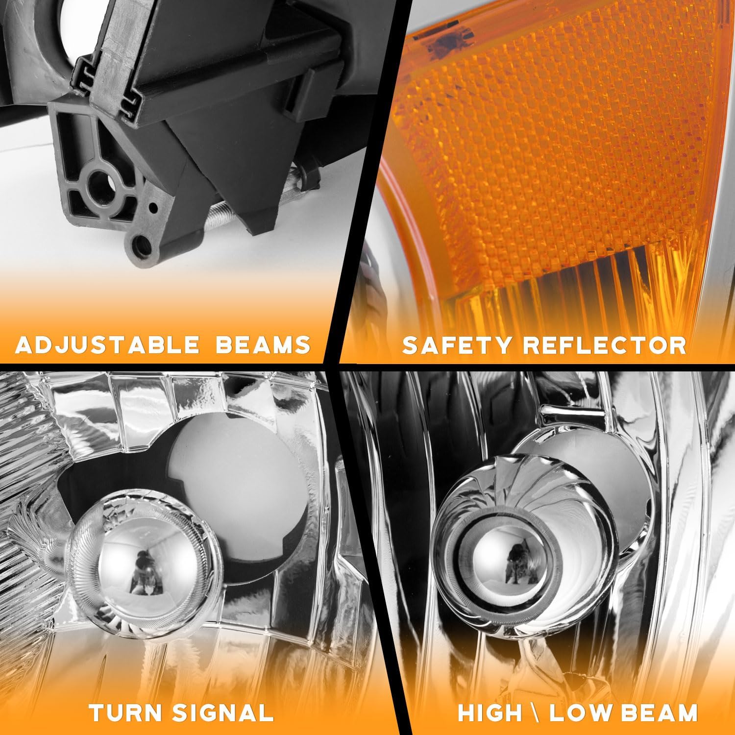 WEELMOTO Halogen Headlights for 2004-2005 Dodge Durango Headlight Assembly Pair Replacement for 04-05 Durango Chrome Housing