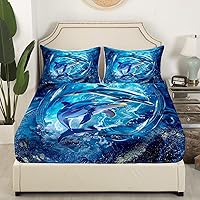 Vista 129 de jejeloiu Sea Turtle Sheet Set Ocean Creature Themed Sheets with Deep Pocket Fitted Sheet Sea Underwater World Bed Sheets Set Bed Reptile Tortoise