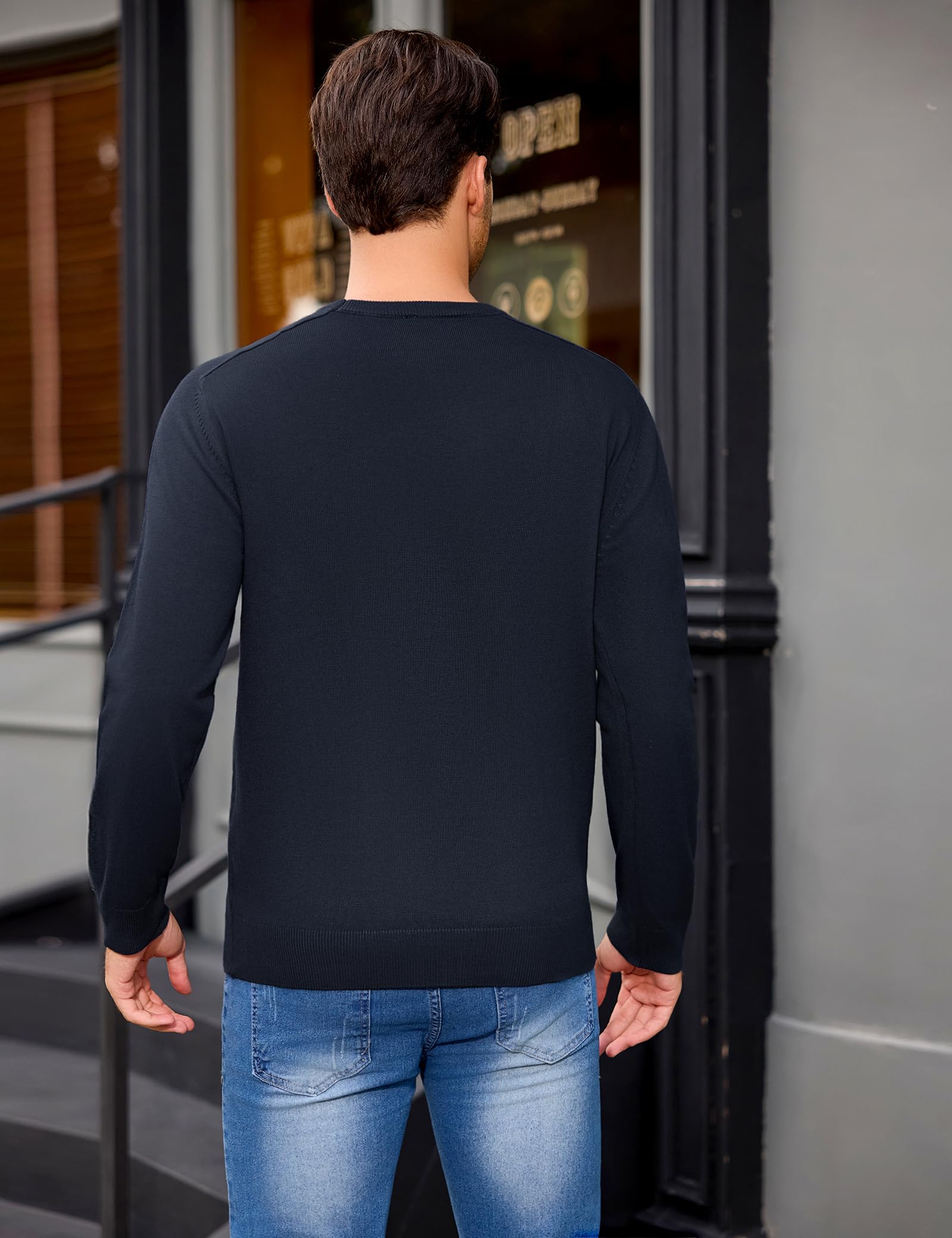 iClosam Suéter para Hombre Cuello Redondo Manga Larga Tejido de Punto para Trabajo