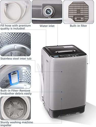 Miniatura 7 de 17.7 lbs Full Automatic Washer with Drain Pump, Krib Bling Washing Machine with LED Display, 10 Washing Programs &amp; 8 Water Levels Selections, Ideal