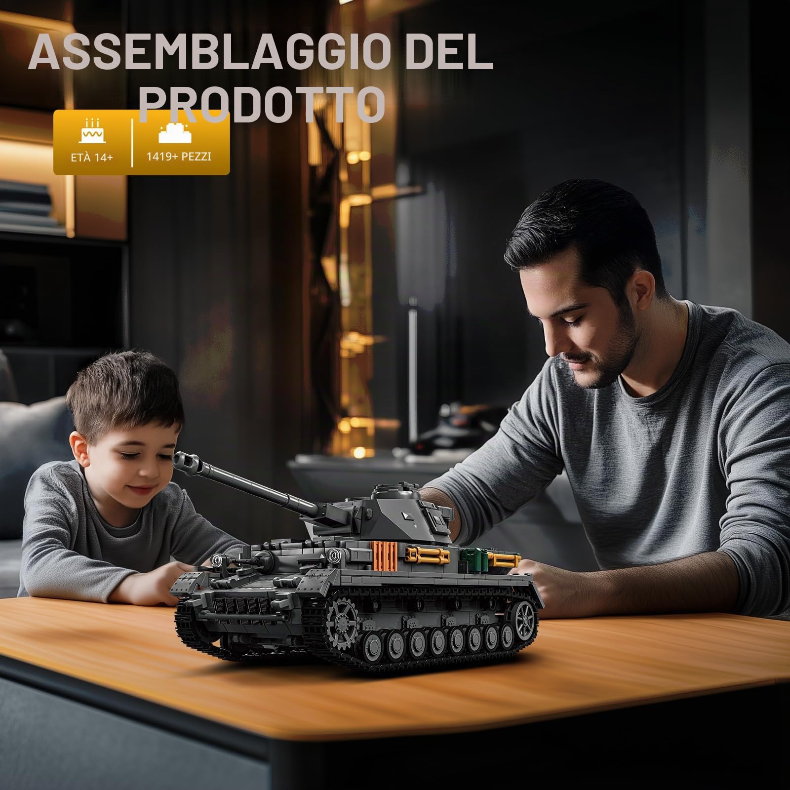 WW2 - Set di blocchi da costruzione per carri armati militari, modello di costruzione, da collezione, regalo per adulti e bambini, 1419 pezzi