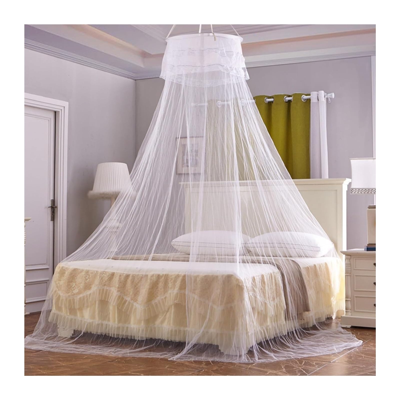 Moustiquaire de lit baldaquin rond blanc rideau de tente pour lit Queen