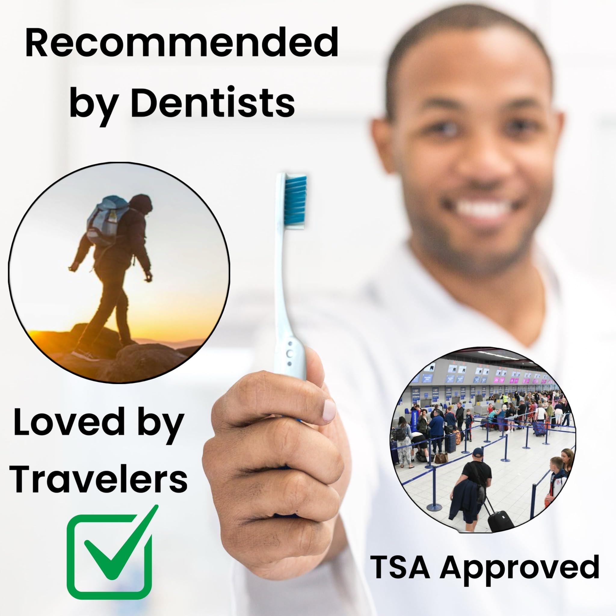 ALAZCO Set di 4 spazzolini da denti morbidi e comodi da tenere in viaggio, dimensioni compatte, ergonomici, pieghevoli, per campeggio, palestra, scuola, armadietto, approvati dalla TSA senza BPA