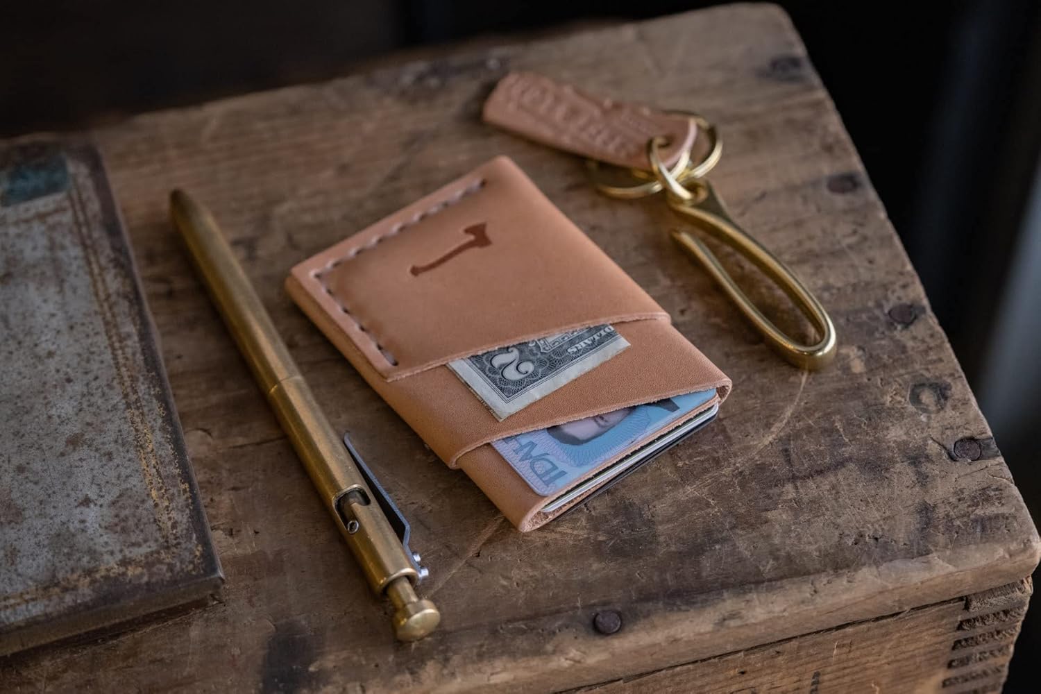 The Port Wallet by Craft and Lore, Handmade Minimal Leather Card Wallet (Natural)