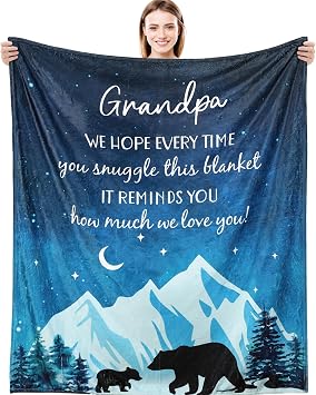 Grandpa Blanket 50x60 Inches, for Grandpas from Daughter or Son,Soft Fleece Throw Blanket for Grandpa Gifts from Grandkids,Warm Birthday, Funny Grandpas Gifts