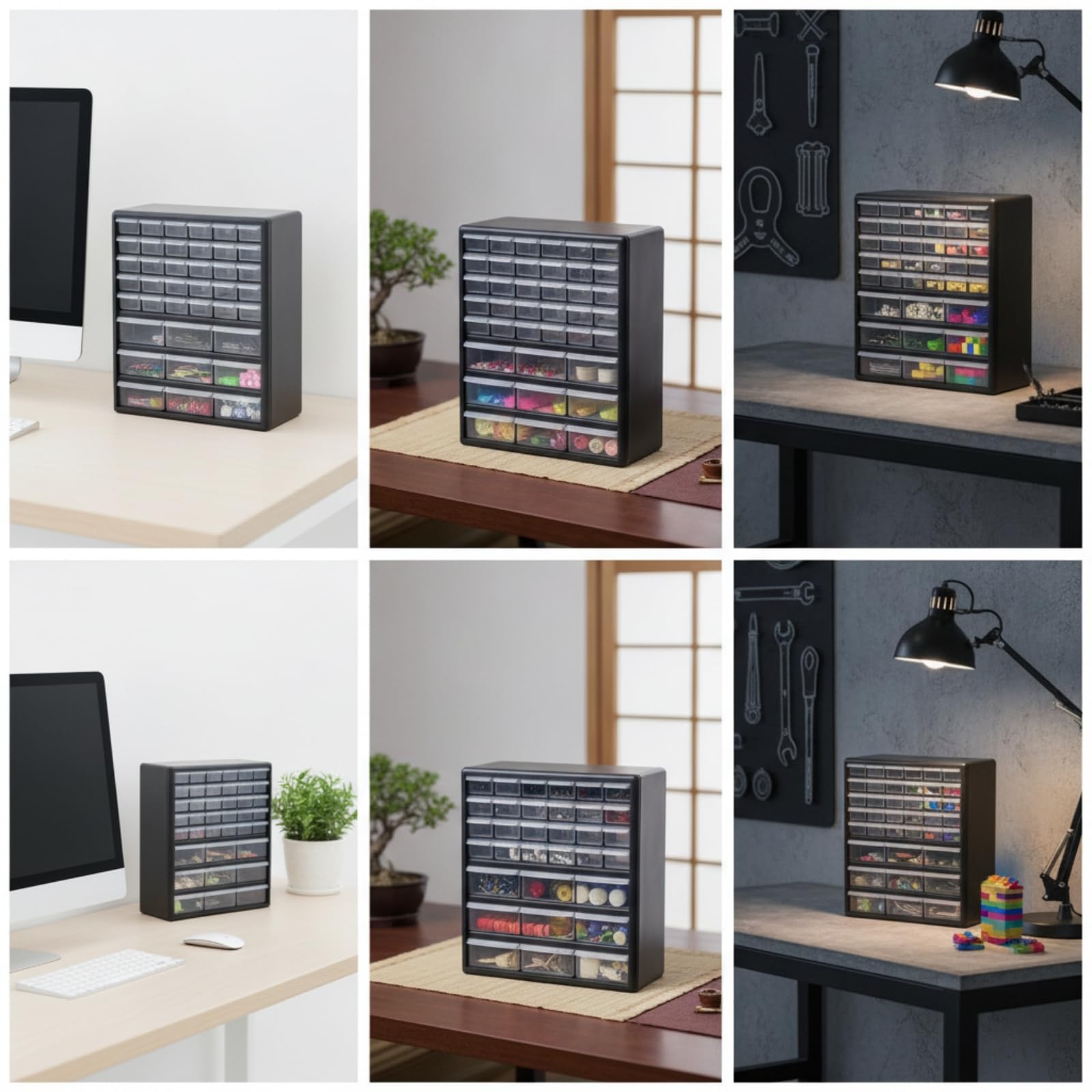 MagiDeal Desktop Drawer Organizer Cassettiera da Scrivania Organizzatore Cassetti Contenitore Componenti Scatola Parti in Plastica con Cassetti Trasparenti per