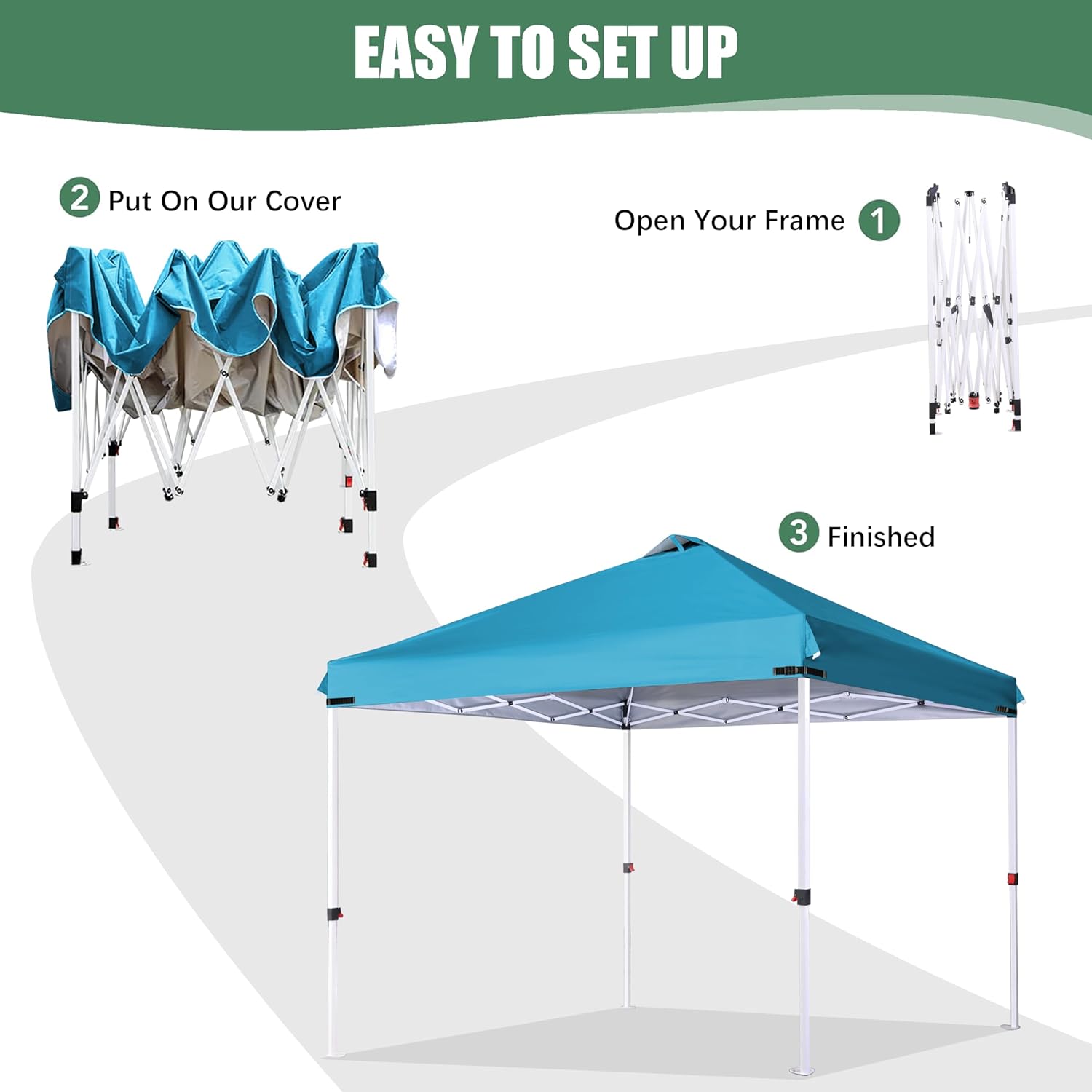 SCOCANOPY Replacement Top with Air Vent and Buckle for 12x12 Canopy Frame, Canopy Cover ONLY, (Turquoise)