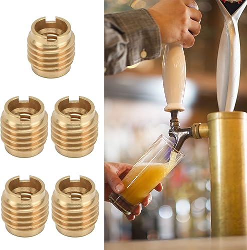 Miniatura 4 de 5 piezas de latón de doble rosca, acoplador de barril de cerveza, mango de grifo de cerveza, mango de grifo de cerveza, tuercas de instalación