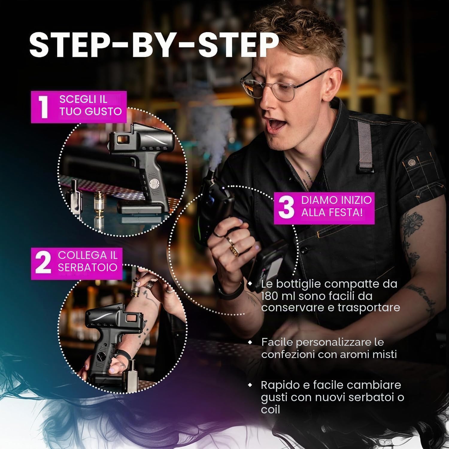 Bubble X Bolle decorative per cocktail (170,1 g, confezione da 1), bolle di fumo per bevande e cocktail, accessori da barista, funziona con pistola a bolle da barista