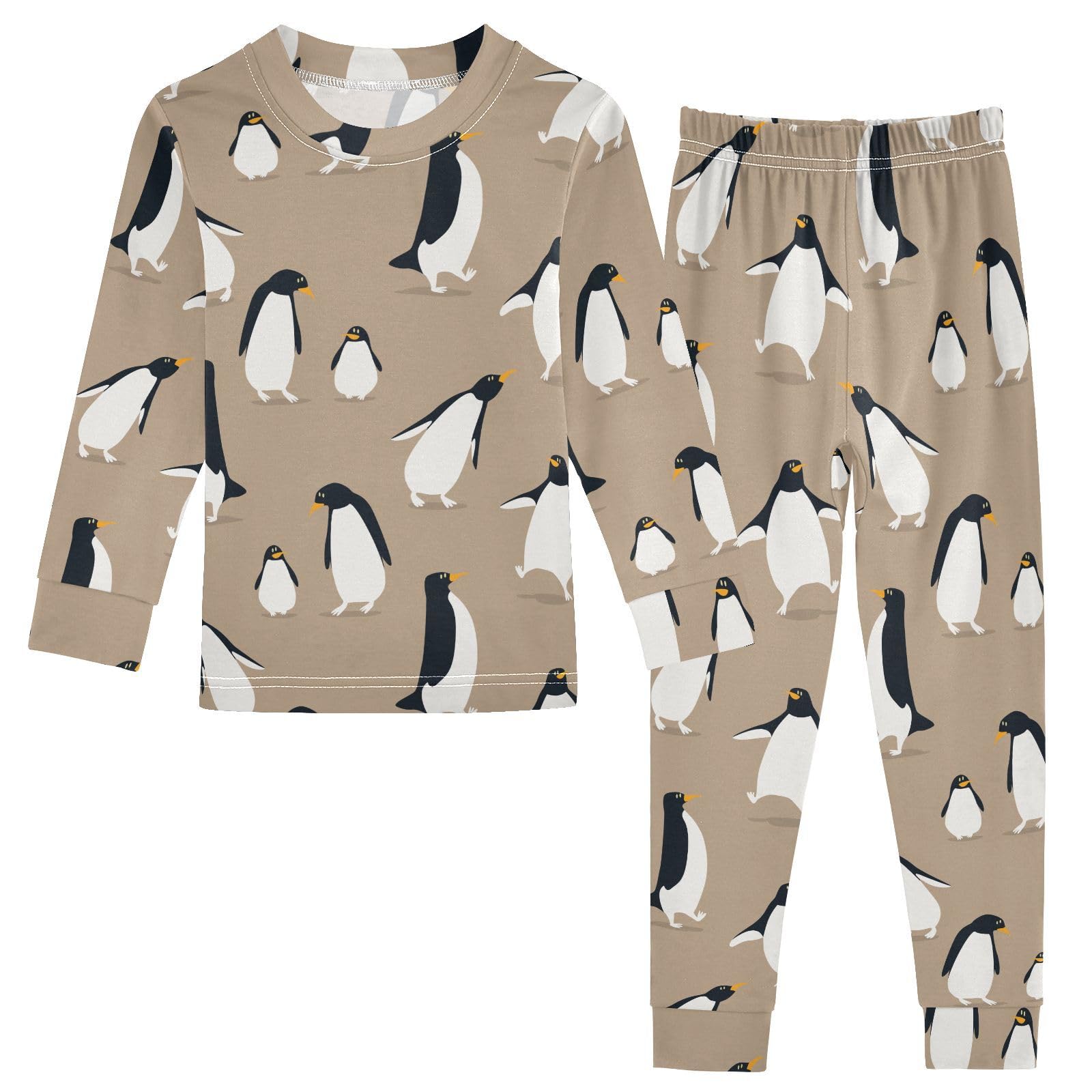 JHKKU Penguins Pajamas Set Cotton 2 Piece Soft Comfy Pjs Long Sleeve Lounge Sleepwear 3T